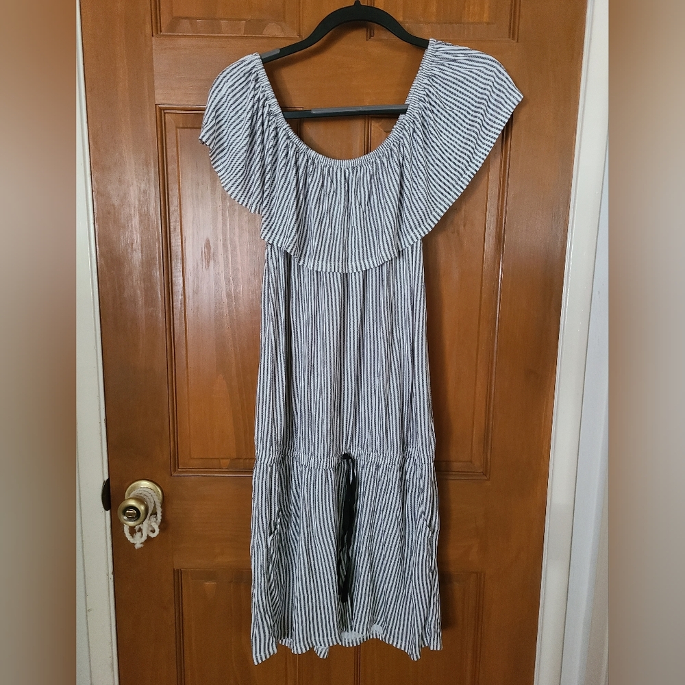 Striped Romper with Pockets and Drawstring